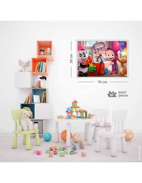 Puzzle Maxifloor 60 pezzi Masha let's have fun double-face LIS92970 Lisciani | Futurartshop.com