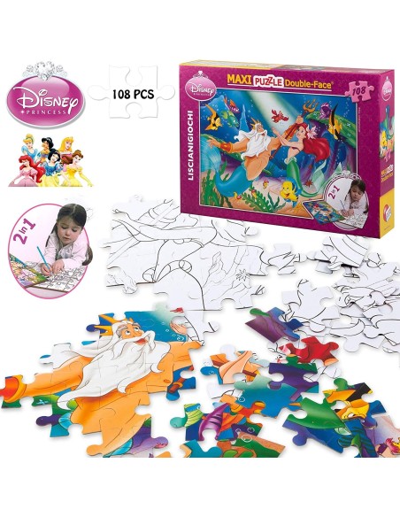 Puzzle Maxifloor 108 pezzi Disney Ariel double-face LIS31788 Lisciani | Futurartshop.com