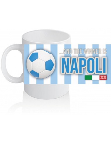 Tazza Napoli bianca e azzurra con pallone 180828 Futurart | Futurartshop.com
