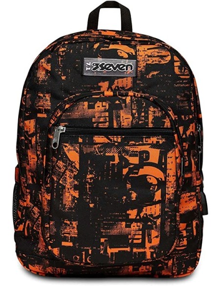 Organized backpack Seven black and orange Freethink SEV200102361-4 Seven | Futurartshop.com