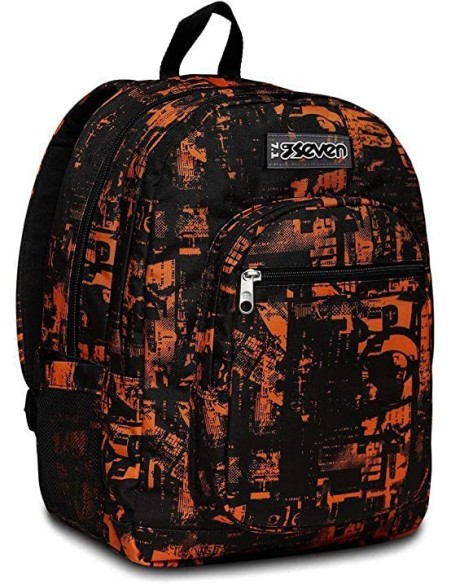 Zaino organizzato Seven nero e arancio Freethink SEV200102361-4 Seven | Futurartshop.com