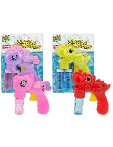 Bubble Gun with 2 refills unicorn or dinosaur 4 colors TEO684251 Teorema | Futurartshop.com