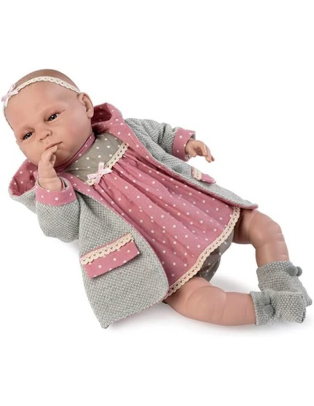 Bambola Reborn Valeria con cappotto grigio di lana FIC5400 Berbesa | Futurartshop.com