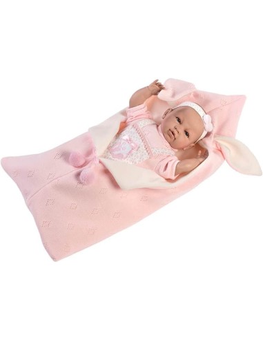 Bambola Reborn Sara neonata con salopette bianca FIC5217 Berbesa | Futurartshop.com