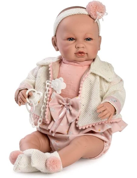Bambola Reborn Sara con giacca bianca e vestito rosa FIC5215 Berbesa | Futurartshop.com