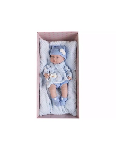 Reborn Doll with dress and pillow light blue FIC5115A Berbesa | Futurartshop.com