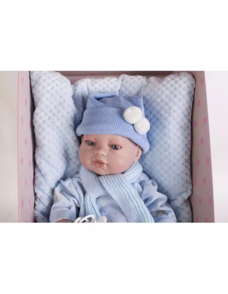Reborn Doll with dress and pillow light blue FIC5115A Berbesa | Futurartshop.com