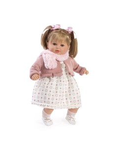 Bambola Reborn Carla con vestito bianco e sciarpa rosa FIC7220 Berbesa | Futurartshop.com