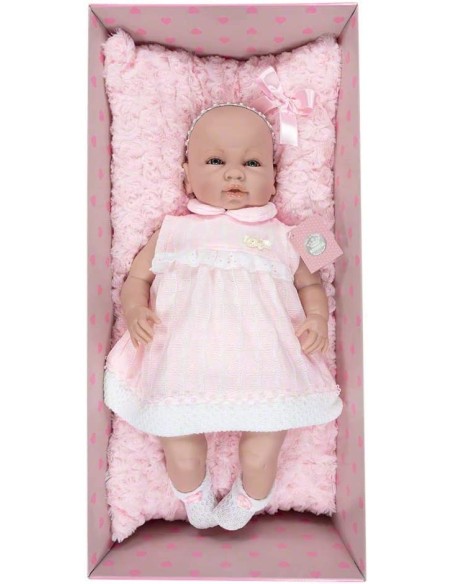 Reborn Baby Sara Doll with pink and white Dress FIC5206 Berbesa | Futurartshop.com