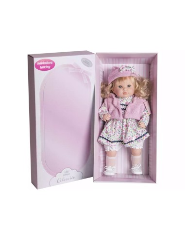 Reborn Doll Sandra talking 42 cm with pink jacket FIC4420 Berbesa | Futurartshop.com