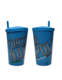Go Napoli! 430ml Glass with Straw and Lid ROIFN9 Futurart | Futurartshop.com