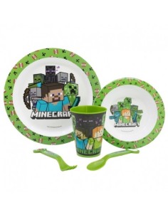 Minecraft Baby Food Set 5 Pieces Plates Cutlery and Glass DIM40600 Futurart | Futurartshop.com