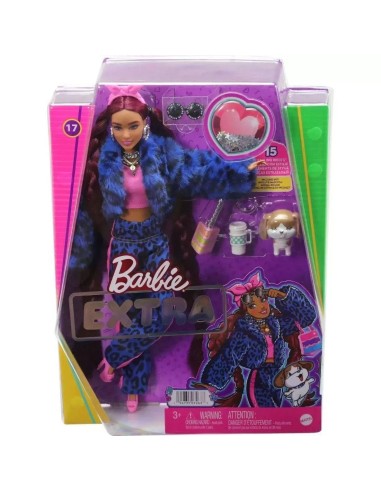 cmBarbie Extra Fashion Doll with Blue Fur 17 cm TOYGRN27/HHN09 Mattel | Futurartshop.com