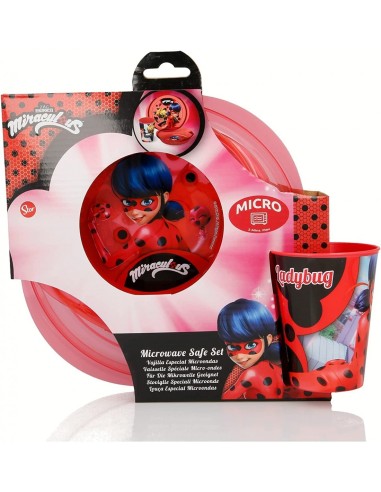 Miraculous set pappa micro 3 pezzi Piatti e bicchiere DIM86980 Futurart | Futurartshop.com