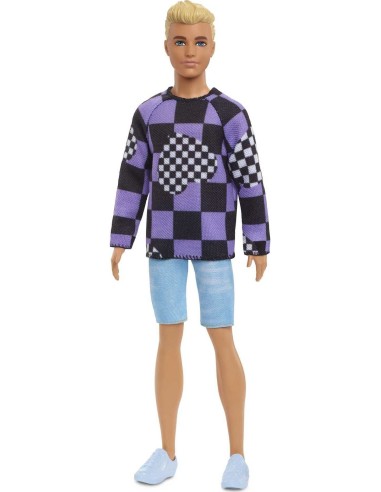 Barbie - Ken fashionistas 191 bambola Ken con maglia viola e nera TOYDWK44/HBV25 Mattel | Futurartshop.com