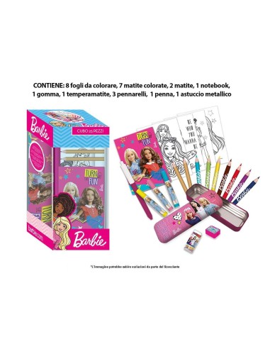 Barbie cubo set cancelleria con 25 pezzi MCBR0583 Futurart | Futurartshop.com