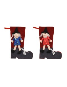Calza con befana 40 cm 2 modelli assortiti DEC16540 Futurart | Futurartshop.com