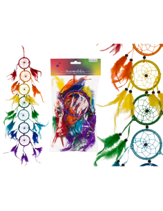 Acchiappasogni colorato con piume arcobaleno OTB260143 Futurart | Futurartshop.com