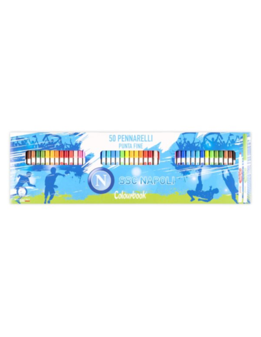 Confezione da 50 pennarelli SSC Napoli LAGSSCN23023 Colourbook | Futurartshop.com