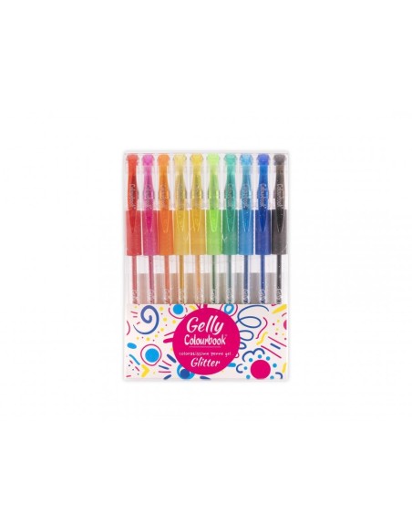 Gelly Pack of 10 Glitter Gel Pens Colored Creative Writing Set LAGCOL23550G Colourbook | Futurartshop.com