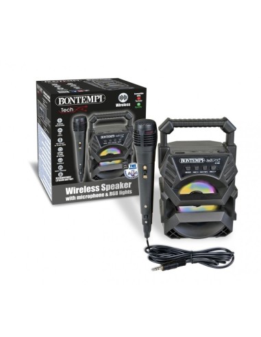 karaoke mini speaker wireless cassa portatile con microfono luci rgb e radio BON4910001 Bontempi | Futurartshop.com