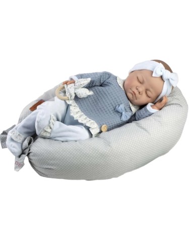 Reborn Doll with Light Blue Outfit and Pillow GEN55602 De Cuna | Futurartshop.com