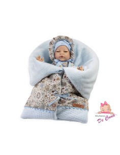 Bambola reborn con tutina celeste cuscino e copertina GEN45302 De Cuna | Futurartshop.com