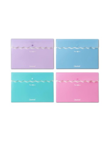 Horizontal A4 Envelope with Button Folder Wave - 4 Colors LAGCOL24193 Colourbook | Futurartshop.com