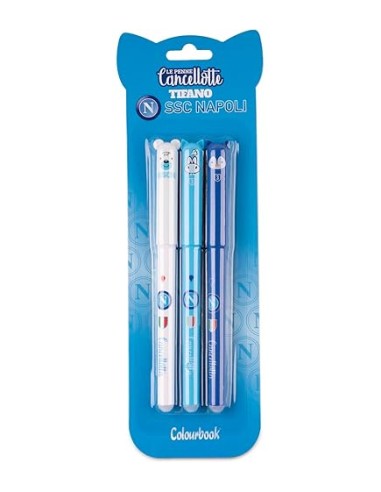 Set of 3 Gel Erasable Pens SSC Napoli Blu LAGSSCN23034 Colourbook | Futurartshop.com