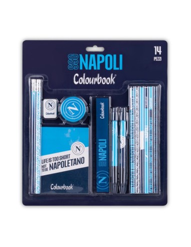 SSC Napoli Stationery Set with 14 Accessories LAGSSCN24016 Colourbook | Futurartshop.com