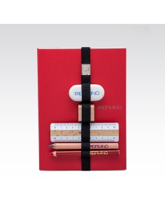 Notebook rosso con elastico multifunzione e accessori FED07700301 Fabriano | Futurartshop.com