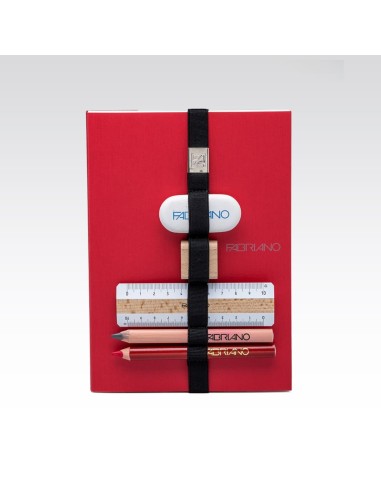 Red Notebook with Multifunction Elastic Band and Accessories FED07700301 Fabriano | Futurartshop.com