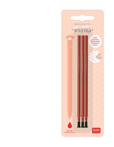 Pack of 3 Red Refills for Erasable Gel Pen LEGREFEP0006 Legami Milano | Futurartshop.com