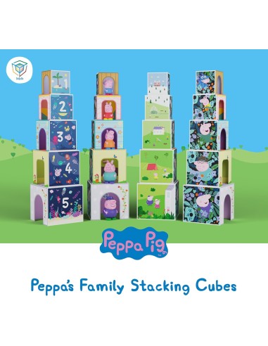 Peppa Pig Family 5 cubi impilabili e 5 figure di Peppa Pig - 2 in 1 GEN921D00064  | Futurartshop.com