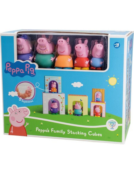 Peppa Pig Family 5 stacking cubes and 5 Peppa Pig figures - 2 in 1 GEN921D00064  | Futurartshop.com
