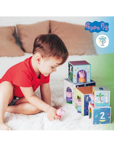 Peppa Pig Family 5 stacking cubes and 5 Peppa Pig figures - 2 in 1 GEN921D00064  | Futurartshop.com