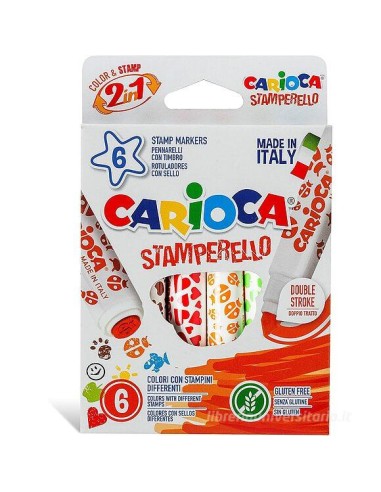 Carioca 6 Stamparello 2in1 Markers with Stamp and Tip CAR42279 Carioca | Futurartshop.com