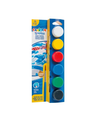 Carioca 6 Tempere con Pennello Incluso – Kit per Bambini CAR40433 Carioca | Futurartshop.com