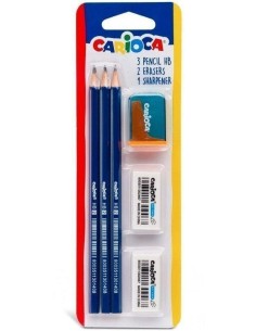 Carioca Set 3 Matite HB con 2 Gomme e Temperamatite Scuola CAR43287 Carioca | Futurartshop.com