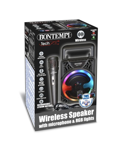 Mini Wireless Karaoke Speaker with Mic, RGB Lights & Phone Stand BON491000 Bontempi | Futurartshop.com