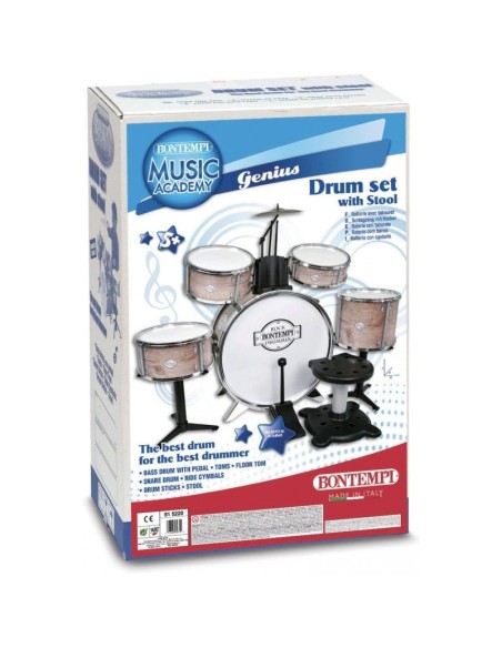 Bontempi 6‑Piece Metallic Drum Kit with Stool & Sticks BON515220 Bontempi | Futurartshop.com