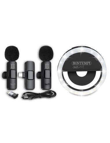 2 Microfoni Lavalier Wireless + Selfie Ring Light – Audio Pro ICA604120 Bontempi | Futurartshop.com