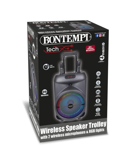 Bontempi 250 W Wireless Karaoke Trolley Speaker + 2 Mics BON491080 Bontempi | Futurartshop.com