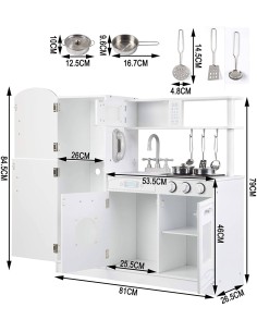 Cucina in Legno 85,5 cm + 5 Accessori in Metallo – Gioco Bimbi CHIDIWH02401539 Chipolino | Futurartshop.com 2