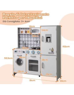 Wooden Kitchen 102 cm with Lights & Sounds – 3 Appliances for Kids CHIDIWH02402556 Chipolino | Futurartshop.com 2