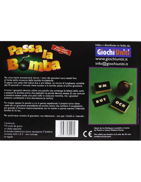 Passa la Bomba Reprint – Gioco di Carte Party Game Divertente GIOGU034/2 Giochi Uniti | Futurartshop.com