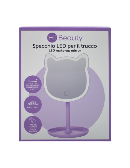 Specchio Trucco LED Gatto 26 cm – Design Compatto & Luce IBSHIB71 Ibs | Futurartshop.com